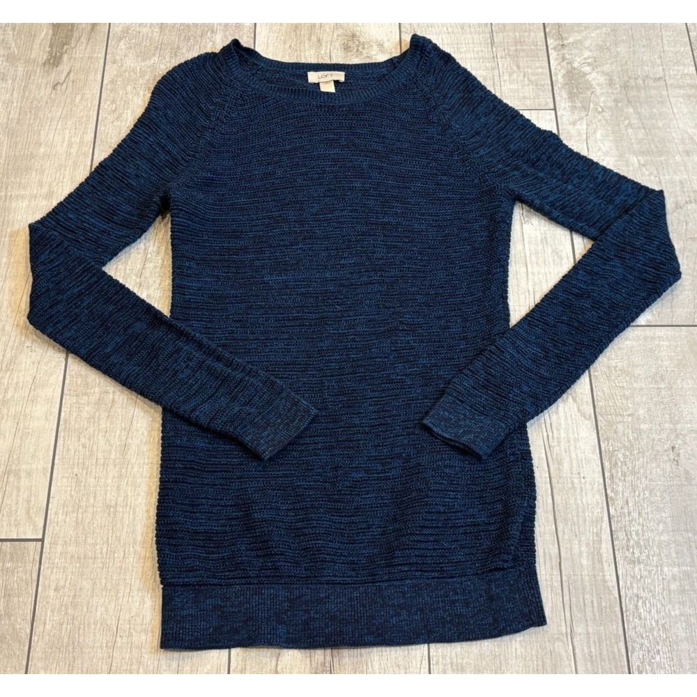 Ann Taylor Loft Tunic Sweater Size L Navy Long Sleeve Minimalist Office Preppy